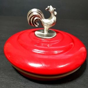 Vintage Lillian Vernon Replacement Lid For Red Ceramic Rooster Canister Set